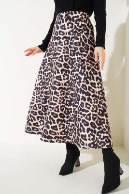 Leopar Desen Scuba Etek Camel - Thumbnail