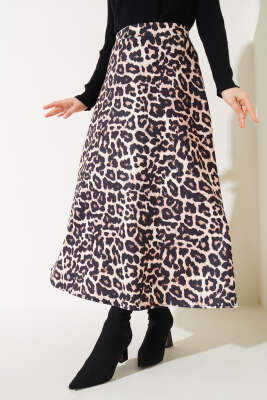 Leopar Desen Scuba Etek Camel - Thumbnail