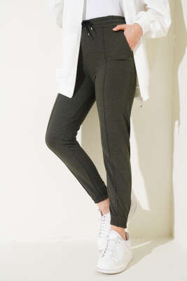 Çımalı Paça Lastikli Jogger Pantolon Haki - Thumbnail