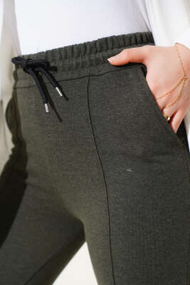 Çımalı Paça Lastikli Jogger Pantolon Haki - Thumbnail