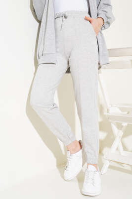 Çımalı Paça Lastikli Jogger Pantolon Gri - Thumbnail