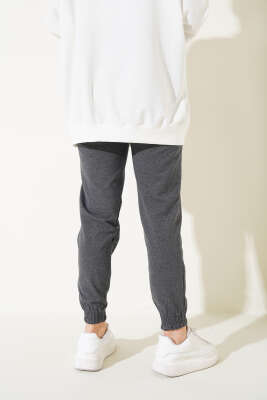 Çımalı Paça Lastikli Jogger Pantolon Füme - Thumbnail