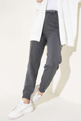 Çımalı Paça Lastikli Jogger Pantolon Füme - Thumbnail