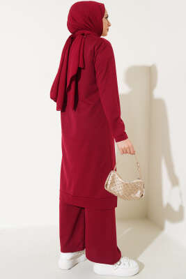 Armalı Bol Paça İkili Takım Bordo - Thumbnail