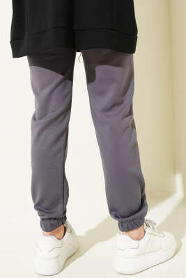 Bel Lastikli İpli Jogger Pantolon Füme - Thumbnail