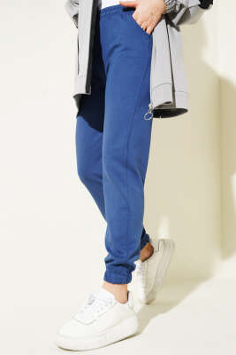 Pazarium - Bel Lastikli İpli Jogger Pantolon Lacivert