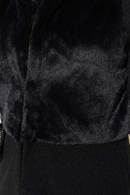 Garnili Peluş Kaşe Yelek Siyah - Thumbnail