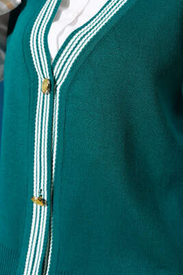 Önü Düğmeli Triko Yelek Zümrüt - Thumbnail