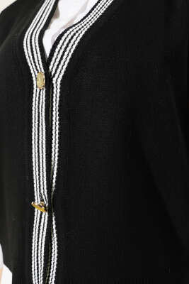 Önü Düğmeli Triko Yelek Siyah - Thumbnail