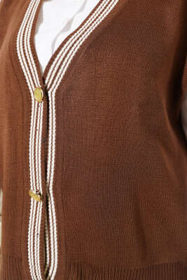 Önü Düğmeli Triko Yelek Kahve - Thumbnail