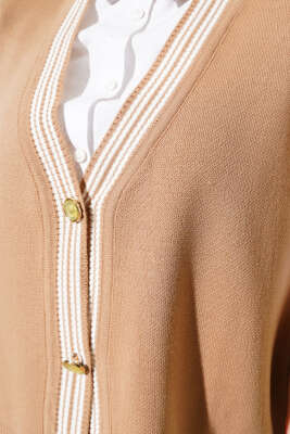 Önü Düğmeli Triko Yelek Büsküvi - Thumbnail