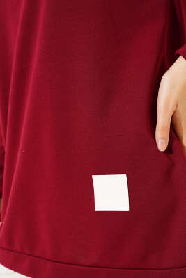 	 Yazı Baskı Armalı Tunik Bordo - Thumbnail