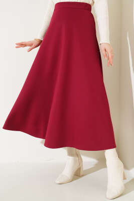Pazarium - 	 Uzun Scuba Etek Bordo