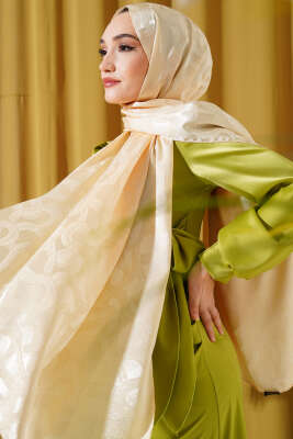 Sarmal Desen Jakar Melisa Şal Latte -52 - Thumbnail