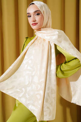 Sarmal Desen Jakar Melisa Şal Latte -52 - Thumbnail