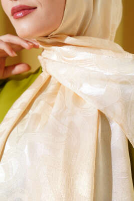 Sarmal Desen Jakar Melisa Şal Latte -52 - Thumbnail