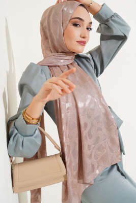 Sarmal Desen Jakar Melisa Şal Vizon -17 - Thumbnail