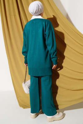 Yakası Sakallı Triko İkili Takım Zümrüt - Thumbnail