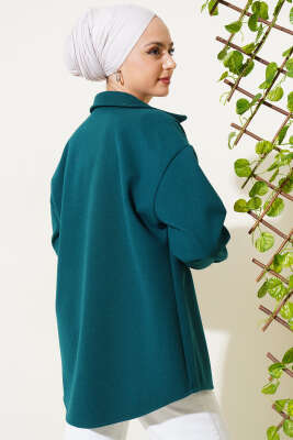 Metal Çıtçıtlı Ceket Zümrüt - Thumbnail