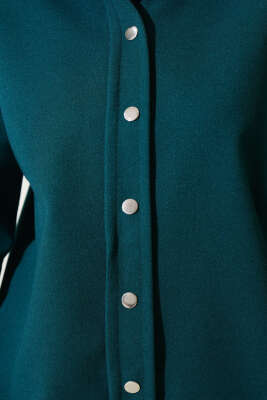 Metal Çıtçıtlı Ceket Zümrüt - Thumbnail