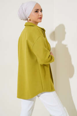 	 Metal Çıtçıtlı Ceket Yağ Yeşili - Thumbnail