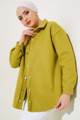 	 Metal Çıtçıtlı Ceket Yağ Yeşili - Thumbnail