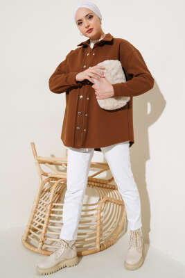 	 Metal Çıtçıtlı Ceket Taba - Thumbnail