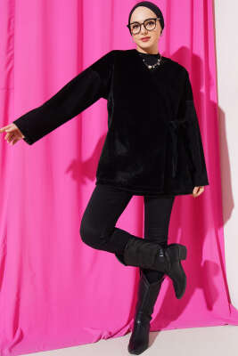 Yan Bağlamalı Goldfox Ceket Siyah - Thumbnail