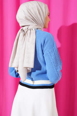 Yaka Renkli Kazak İndigo - Thumbnail