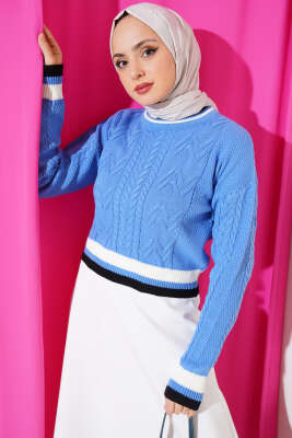 Yaka Renkli Kazak İndigo - Thumbnail