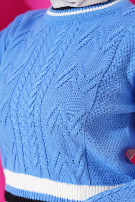 Yaka Renkli Kazak İndigo - Thumbnail