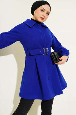 Pazarium - 	 Kemerli Kısa Kaşe Kaban Saks