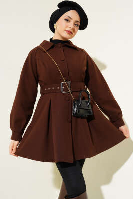 Pazarium - Kemerli Kısa Kaşe Kaban Acı Kahve