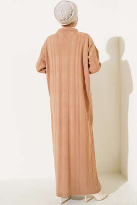 Gömlek Yaka Basic Triko Elbise Bisküvi - Thumbnail