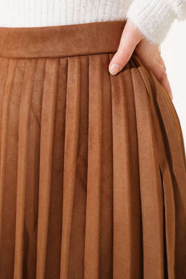 Piliseli Süet Etek Soft Kahve - Thumbnail