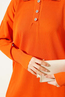 Polyelit Gömlek Yaka İkili Takım Oranj - Thumbnail