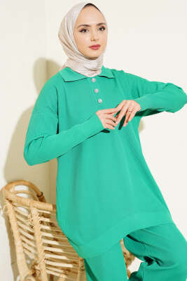 Polyelit Gömlek Yaka İkili Takım Benetton - Thumbnail