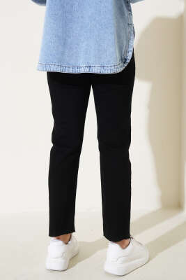 Kesik Dar Paça Pantolon Siyah - Thumbnail