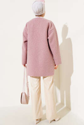 Kurdele Bağlamalı Buklet Ceket Gül Kurusu - Thumbnail