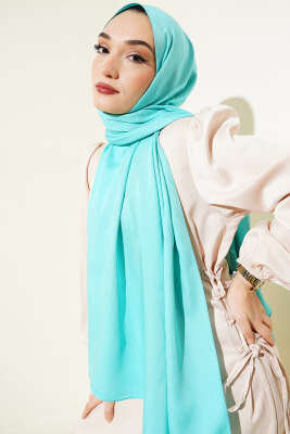 Pazarium - İllüzyon Desen Jakar Şal Turkuaz -118