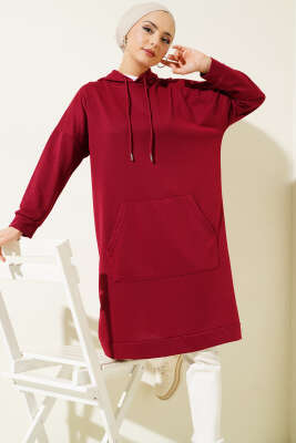 Pazarium - Kanguru Cepli Tunik Bordo