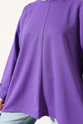 Duble Kol İp Bağcıklı Tunik Lila - Thumbnail