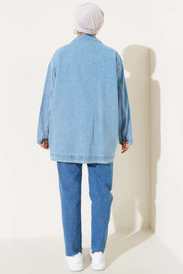 Taşlı Kot Ceket Mavi - Thumbnail