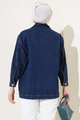 Taşlı Kot Ceket Lacivert - Thumbnail