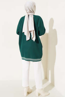 Polyelit Çizgi Detaylı Tunik Zümrüt - Thumbnail