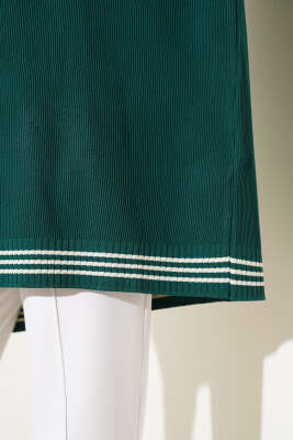 Polyelit Çizgi Detaylı Tunik Zümrüt - Thumbnail