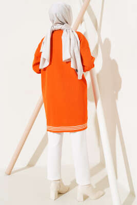 Polyelit Çizgi Detaylı Tunik Oranj - Thumbnail