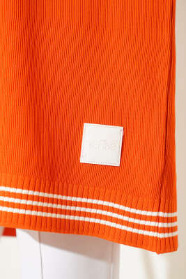 Polyelit Çizgi Detaylı Tunik Oranj - Thumbnail