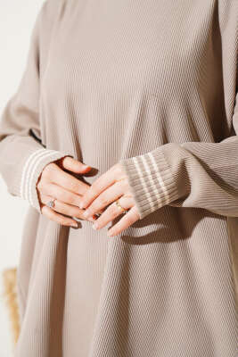 Polyelit Çizgi Detaylı Tunik Bisküvi - Thumbnail