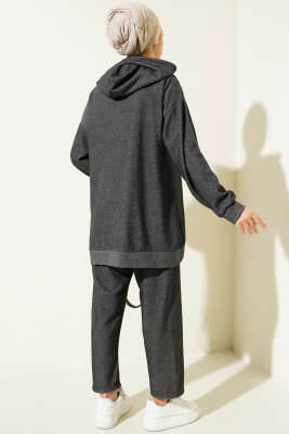 Armalı Fermuarlı Kapüşonlu İkili Takım Füme - Thumbnail